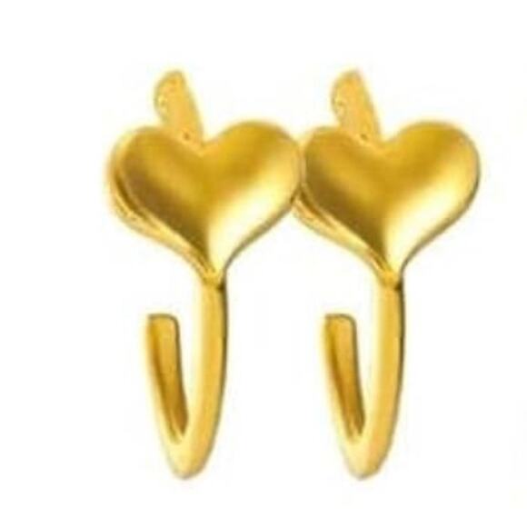 Gold Heart Hoop Earrings - Picture 1 of 1
